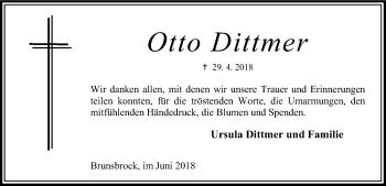 Traueranzeige von Otto Dittmer von SYK