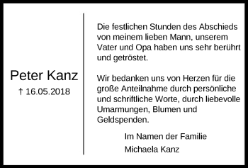 Traueranzeige von Peter Kanz von SYK