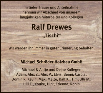 Traueranzeige von Ralf Drewes von SYK