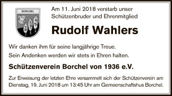 Traueranzeige von Rudolf Wahlers von SYK