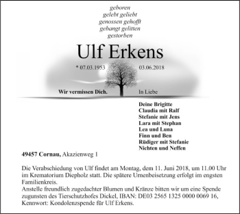 Traueranzeige von Ulf Erkens von SYK