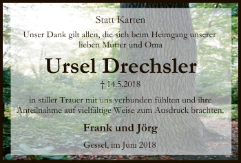 Traueranzeige von Ursel Drechsler von SYK