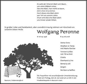 Traueranzeige von Wolfgang Peronne von SYK