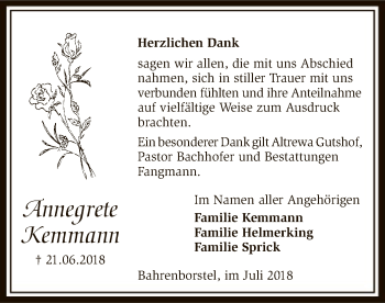 Traueranzeige von Annegrete Kemmann von SYK