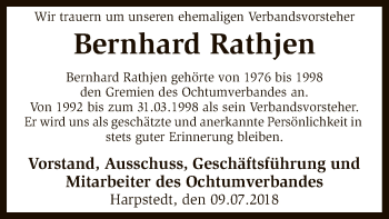 Traueranzeige von Bernhard Rathjen von SYK