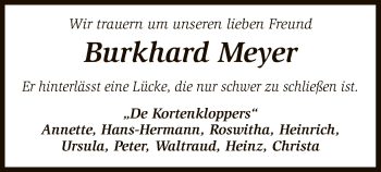 Traueranzeige von Burkhard Meyer von SYK