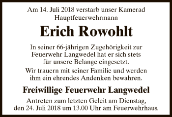 Traueranzeige von Erich Rowohlt von SYK