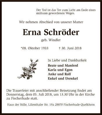 Traueranzeige von Erna Schröder von SYK