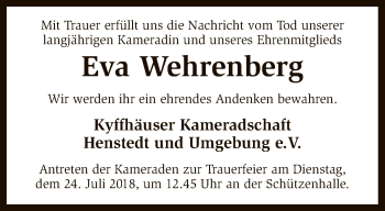 Traueranzeige von Eva Wehrenberg von SYK