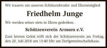 Traueranzeige von Friedhelm Junge von SYK