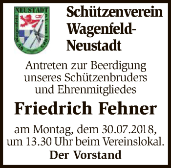 Traueranzeige von Friedrich Fehner von SYK