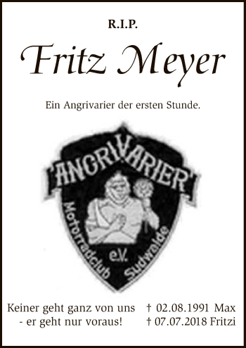 Traueranzeige von Fritz Meyer von SYK