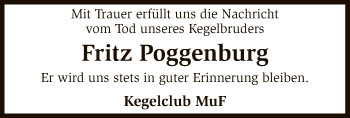 Traueranzeige von Fritz Poggenburg von SYK