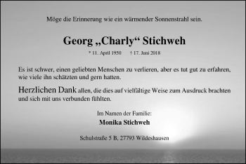 Traueranzeige von Georg Stichweh von SYK