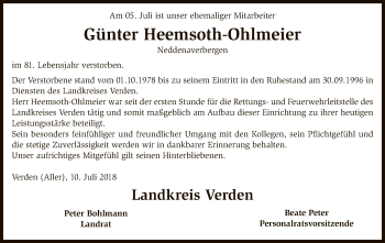 Traueranzeige von Günter Heemsoth-Ohlmeier von SYK