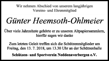 Traueranzeige von Günter Heemsoth-Ohlmeier von SYK