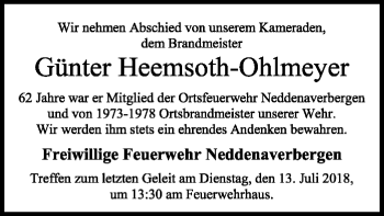 Traueranzeige von Günter Heemsoth-Ohlmeyer von SYK