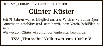 Traueranzeige von Günter Küster von SYK