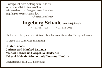 Traueranzeige von Günter Schade von SYK