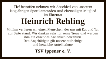 Traueranzeige von Heinrich Rehling von SYK