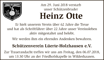 Traueranzeige von Heinz Otte von SYK