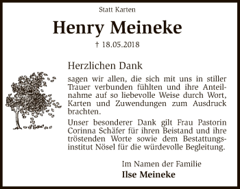 Traueranzeige von Henry Meineke von SYK