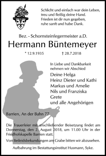 Traueranzeige von Hermann Büntemeyer von SYK