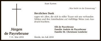 Traueranzeige von Jürgen de Payrebrune von SYK