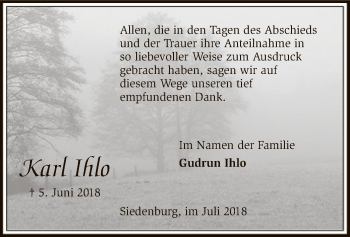 Traueranzeige von Karl Ihlo von SYK
