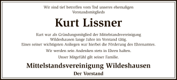 Traueranzeige von Kurt Lissner von SYK