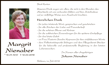 Traueranzeige von Margrit Nienaber von SYK