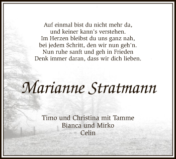 Traueranzeige von Marianne Stratmann von SYK