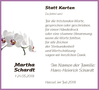 Traueranzeige von Martha Schardt von SYK