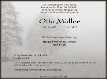 Traueranzeige von Otto Möller von SYK