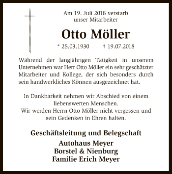 Traueranzeige von Otto Möller von SYK