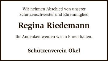 Traueranzeige von Regina Riedemann von SYK