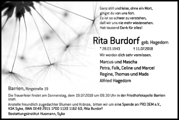 Traueranzeige von Rita Burdorf von SYK