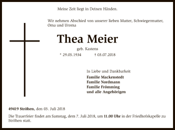 Traueranzeige von Thea Meier von SYK