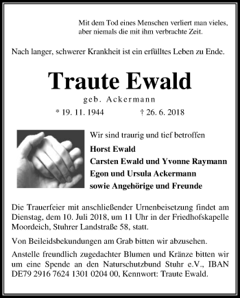 Traueranzeige von Traute Ewald von SYK