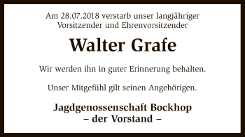 Traueranzeige von Walter Grafe von SYK