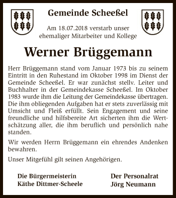 Traueranzeige von Werner Brüggemann von SYK