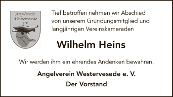 Traueranzeige von Wilhelm Heins von SYK