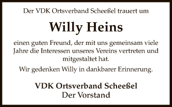 Traueranzeige von Willy Heins von SYK