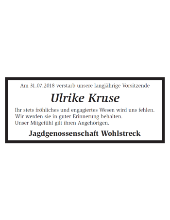 Traueranzeige von Ulrike Kruse von SYK