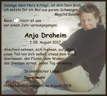 Traueranzeige von Anja Draheim von SYK