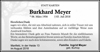 Traueranzeige von Burkhard Meyer von SYK