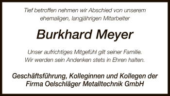 Traueranzeige von Burkhard Meyer von SYK