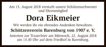 Traueranzeige von Dora Eikmeier von SYK