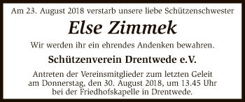 Traueranzeige von Else Zimmek von SYK