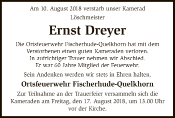 Traueranzeige von Ernst Dreyer von SYK